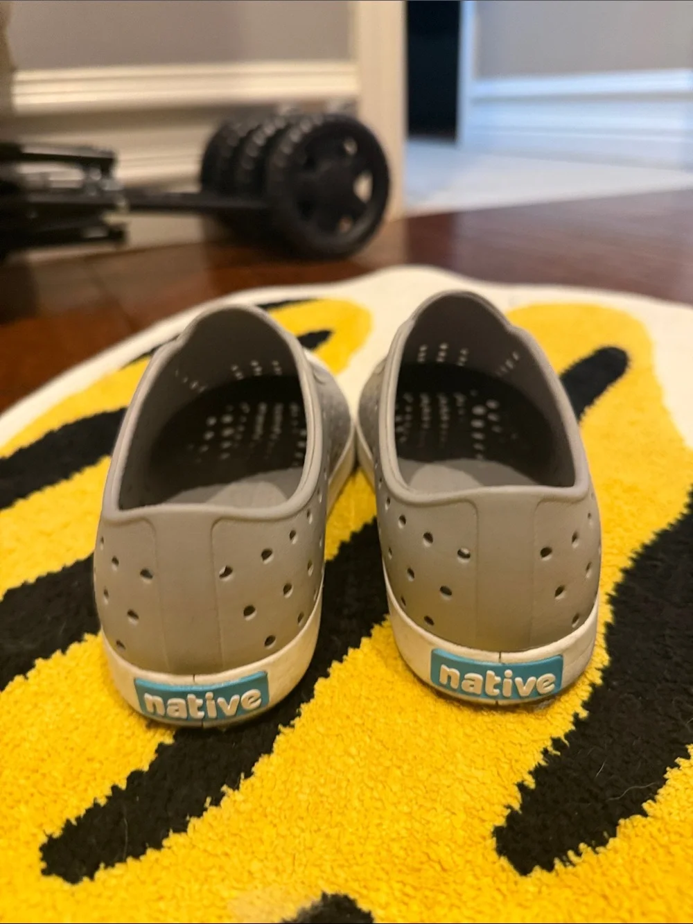 Native Kids Water Shoes in Gray with White Toe Caps